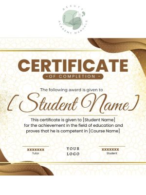 Gold Academy Certificate of Completion Editable Template